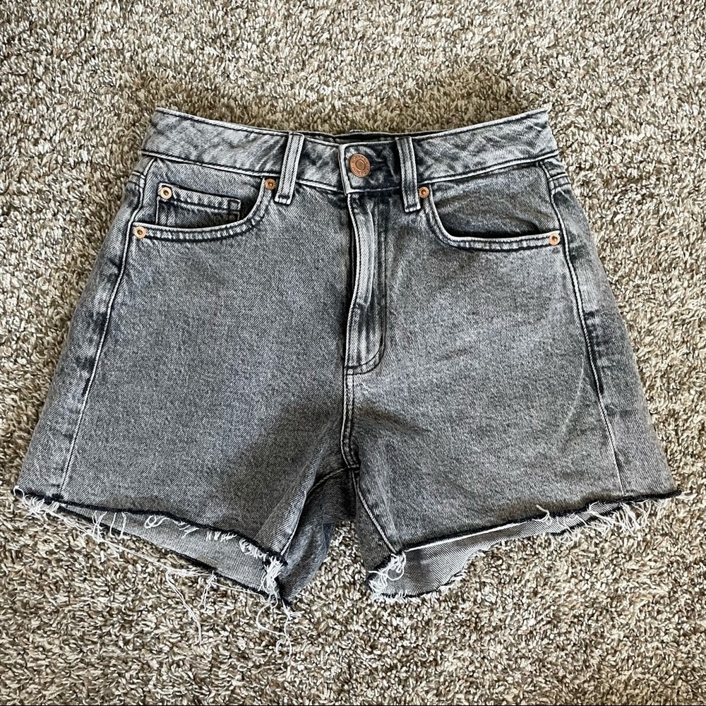 Denim Grey High Waisted Shorts